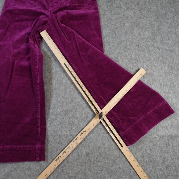 Anthropologie Maeve Pants Womens 28 Colette Cropped Wide Leg Corduroy Pink - Picture 2 of 10